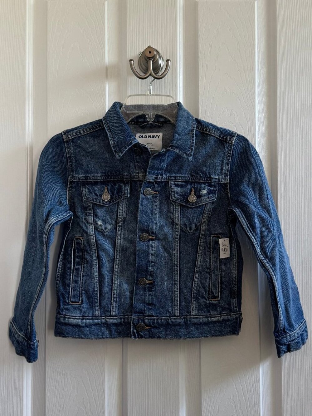Kids Old Navy Classic Jean Jacket Distressed Medium Denim NWT Sz Med (8)